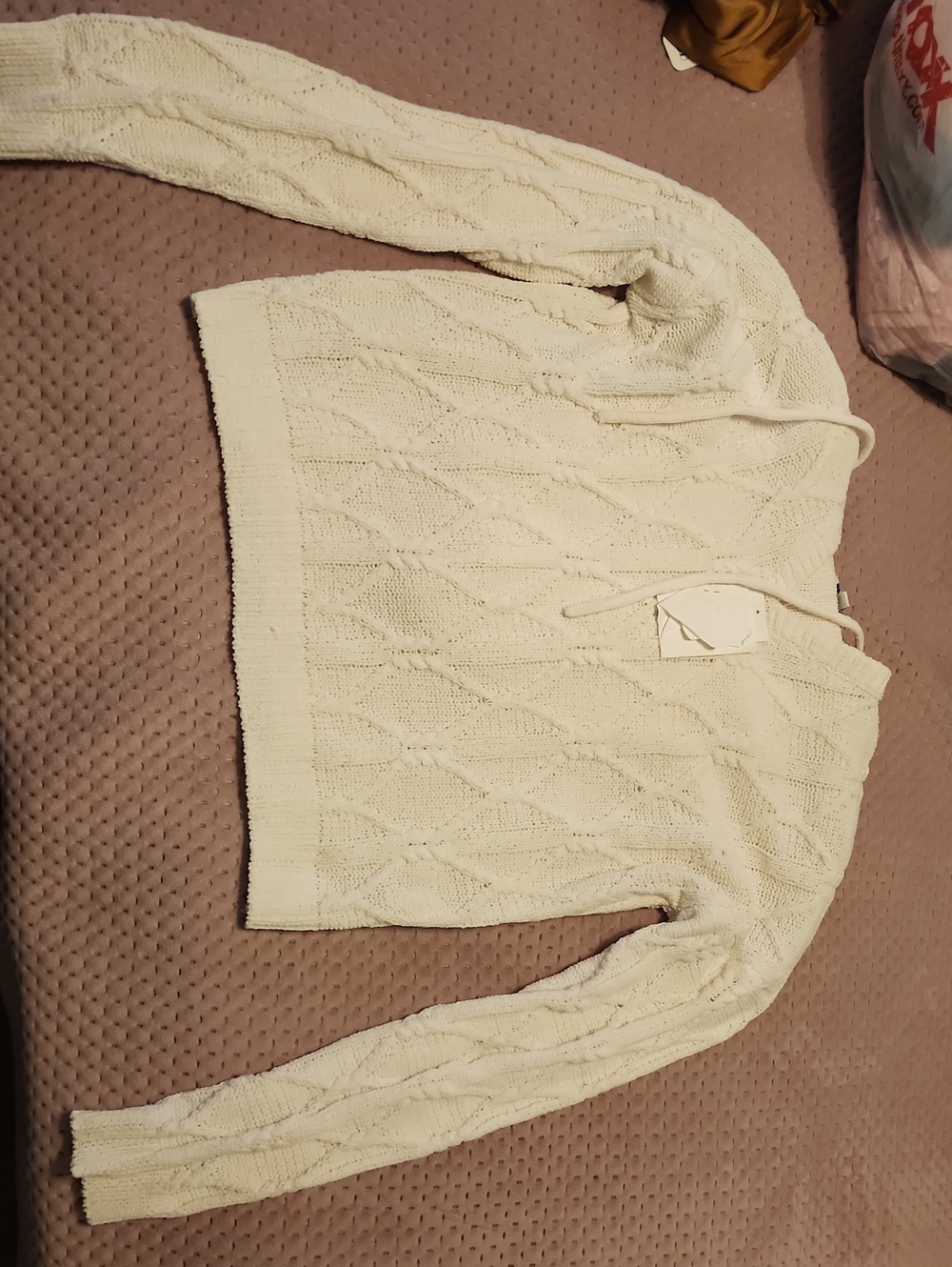 belk Cream Cable-Knit Cowl Sweater